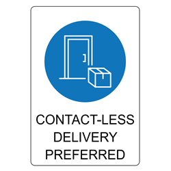 Sign Contact-Less Delivery Preferred A3 Blue On White